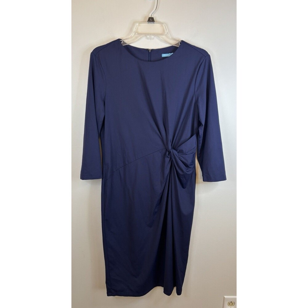 J. McLaughlin Navy Twist-Front Sheath Dress